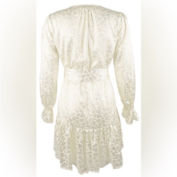 Michael Kors Foil Paisley Print V-Neck Tie Tiered Dress | X-Small | XS | Cream - Picture 16 of 16